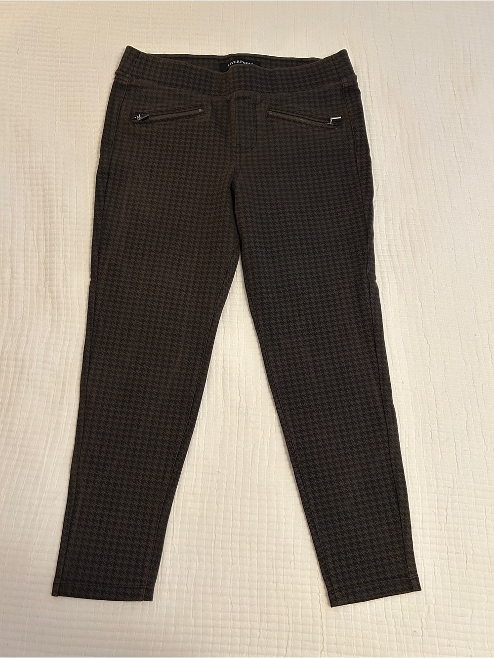 Liverpool Brown and Black Petite Moto Stretch Pants